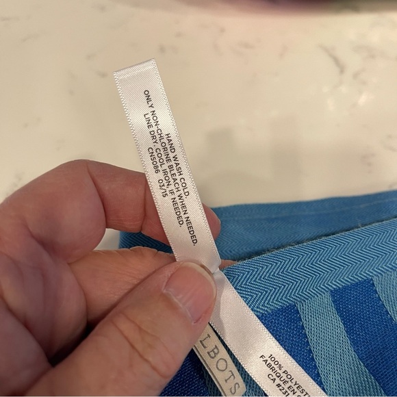 Talbots Blue Teal Dots & Stripes Scarf - Picture 6 of 7